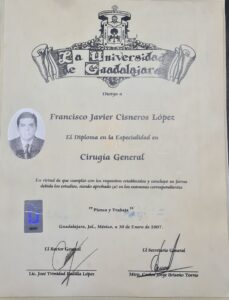titulo en cirujano general dr francisco javier cisneros lopez